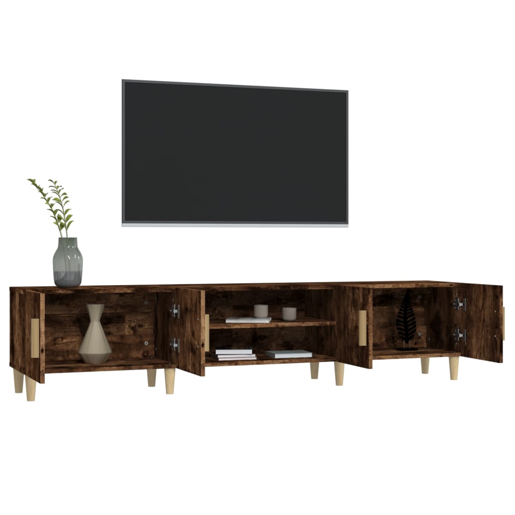 Meuble TV chêne fumé 180x31,5x40 cm bois d'ingénierie