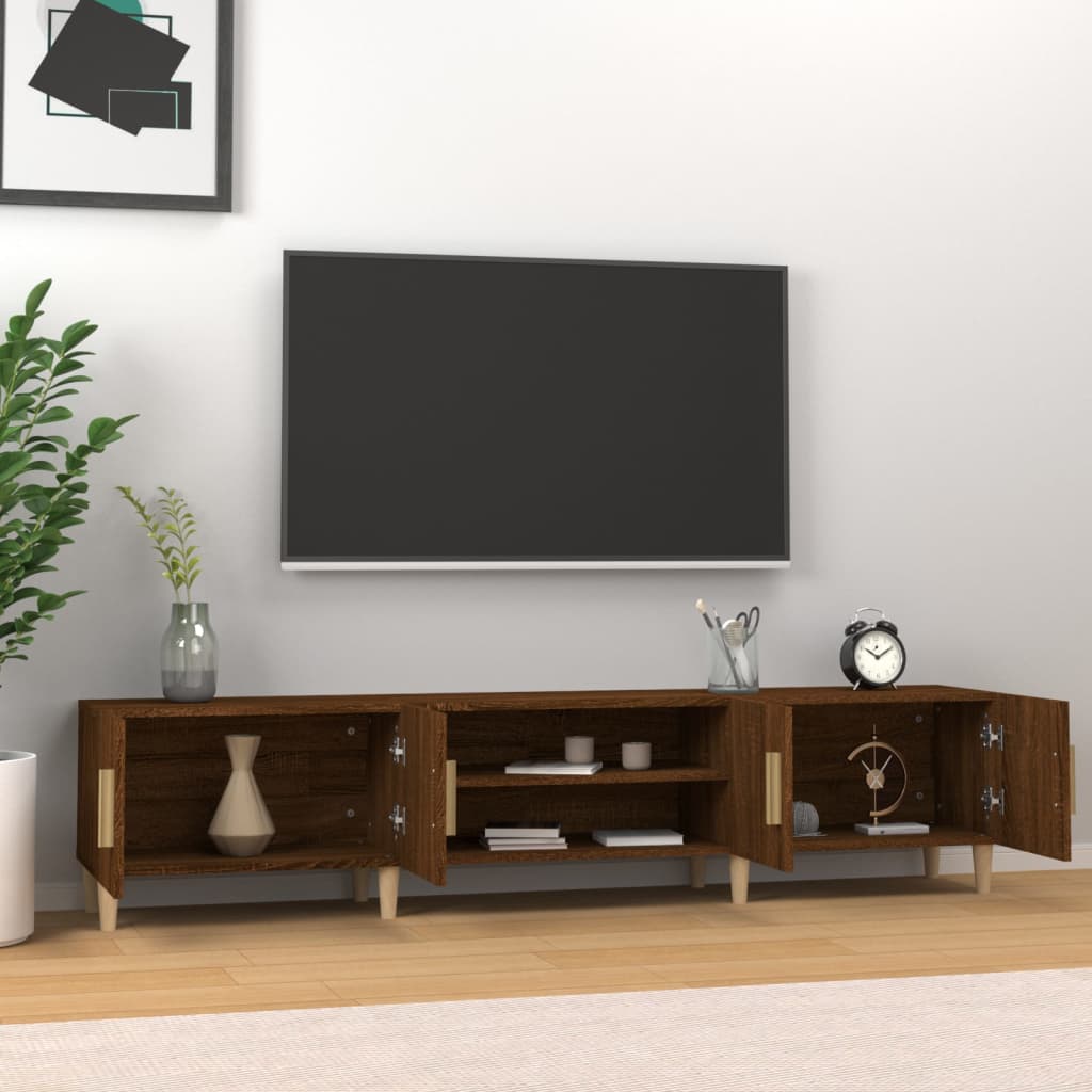 TV cabinet brown oak 180x31.5x40 cm engineered wood