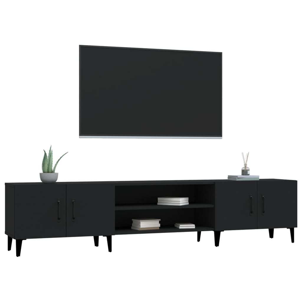 Black TV cabinet 180x31.5x40 cm engineered wood