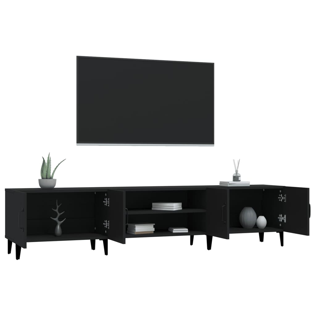 Black TV cabinet 180x31.5x40 cm engineered wood