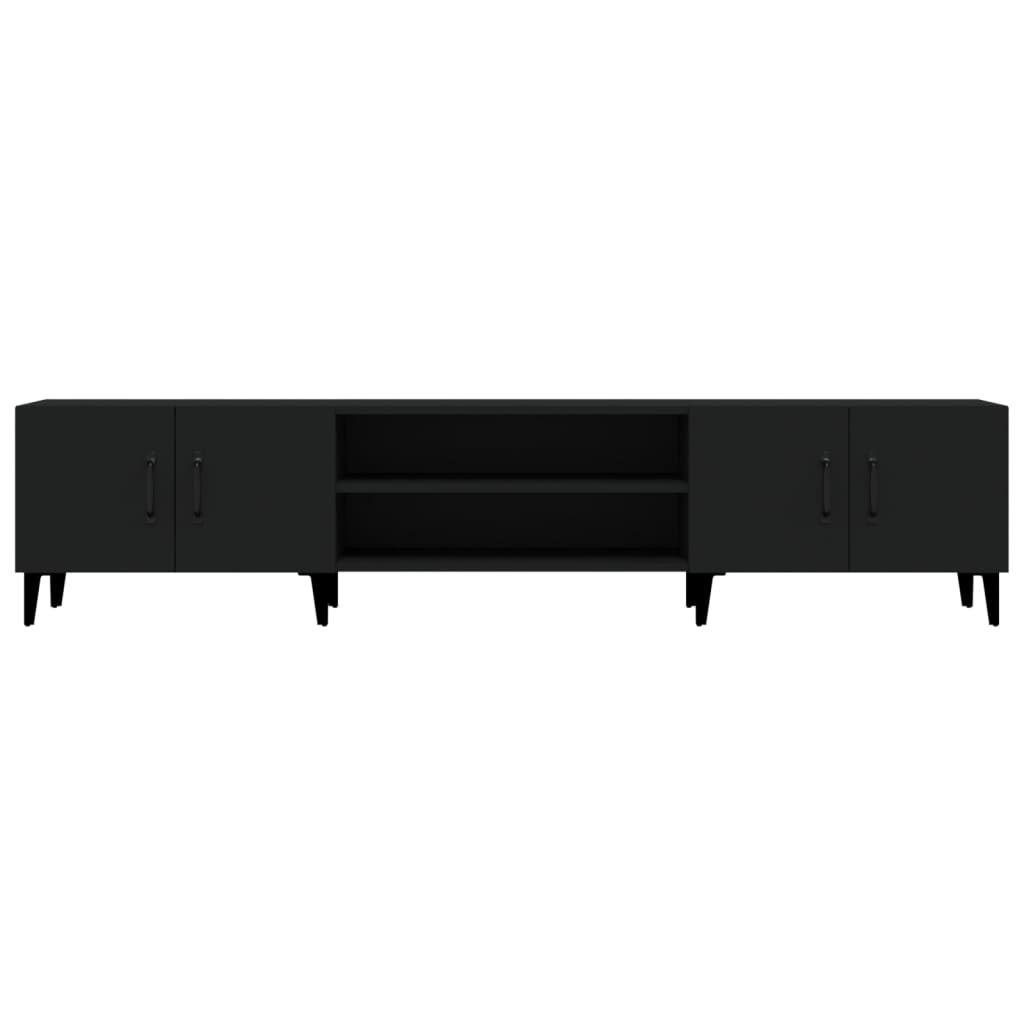 Black TV cabinet 180x31.5x40 cm engineered wood