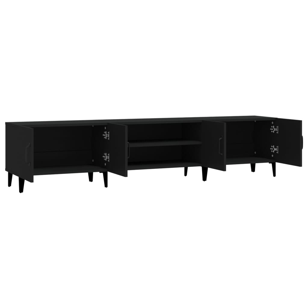 Black TV cabinet 180x31.5x40 cm engineered wood