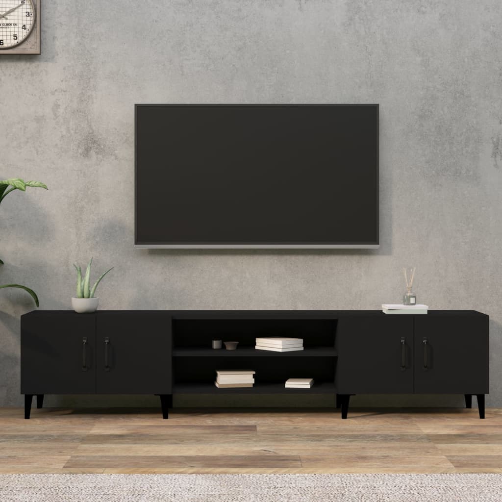 Black TV cabinet 180x31.5x40 cm engineered wood