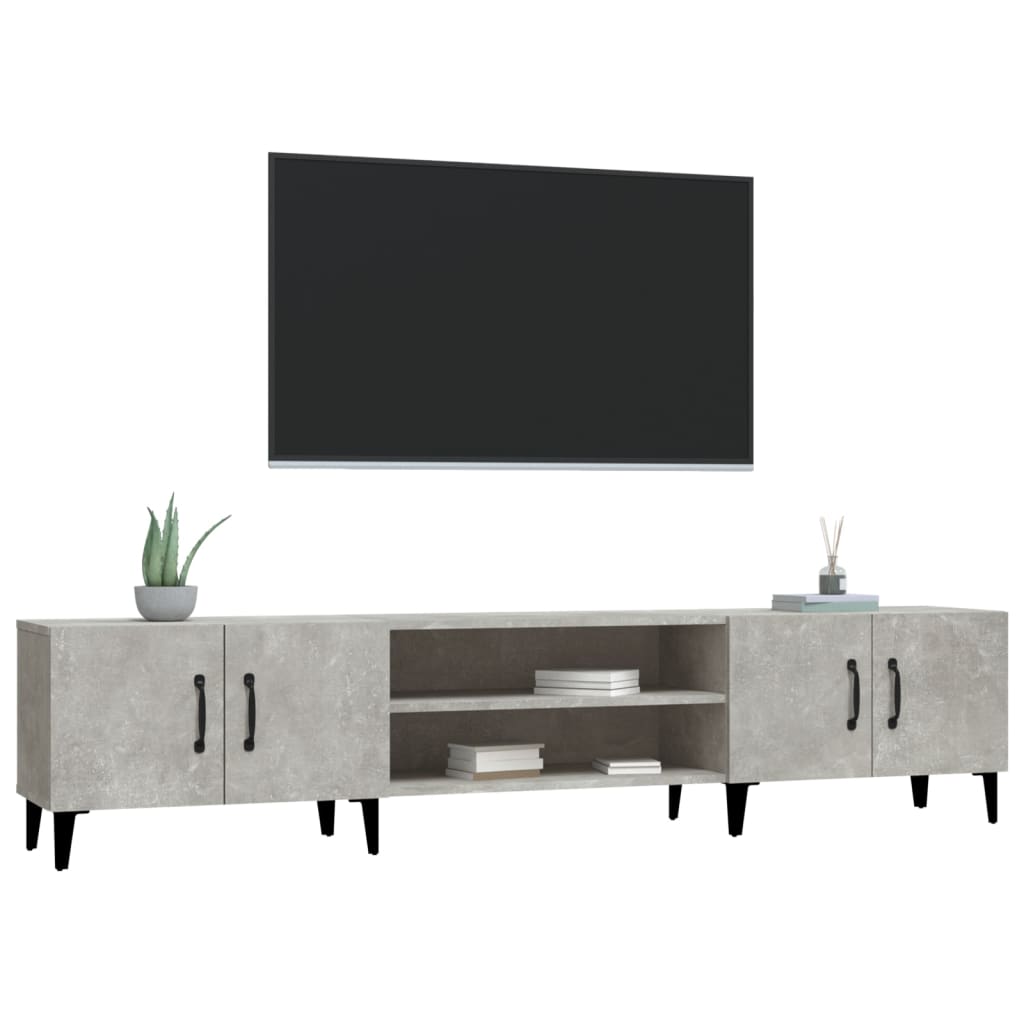 Meuble TV gris béton 180x31,5x40 cm bois d'ingénierie