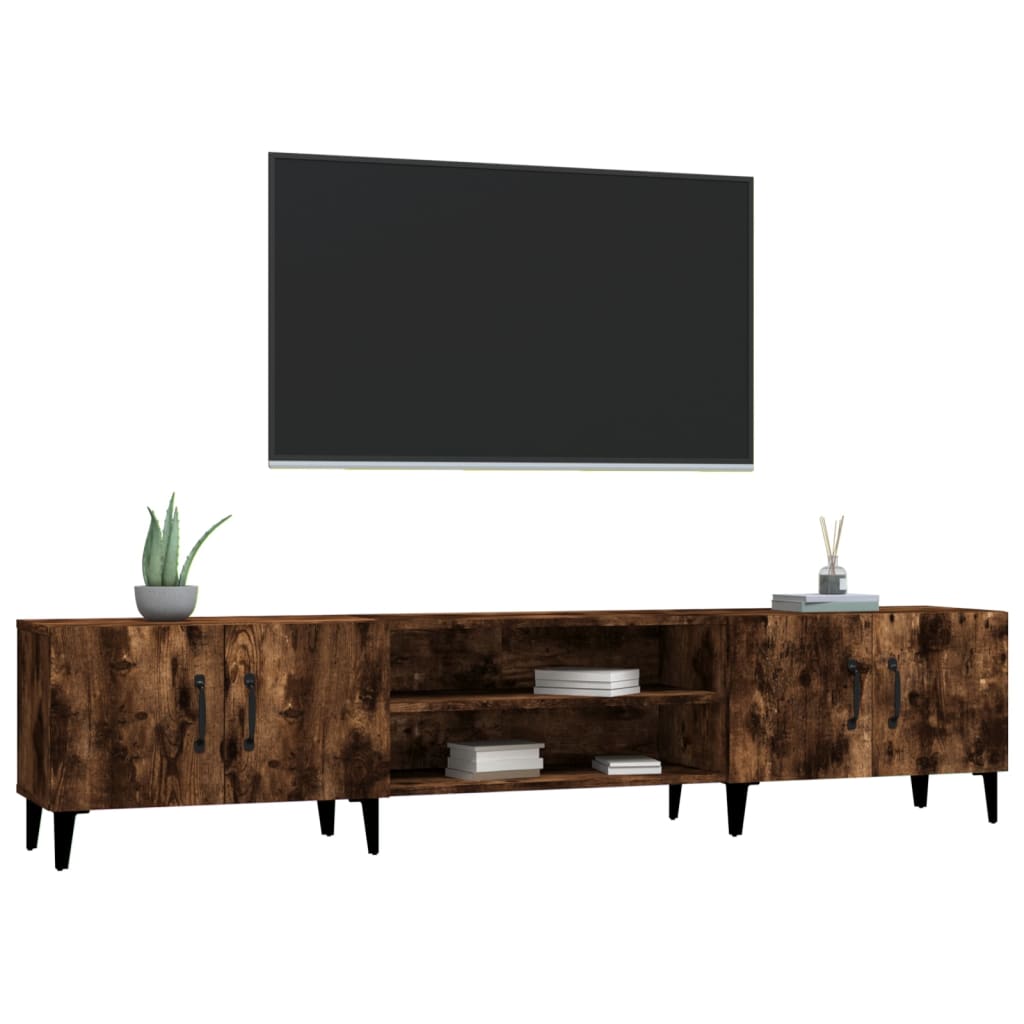 Meuble TV chêne fumé 180x31,5x40 cm bois d'ingénierie