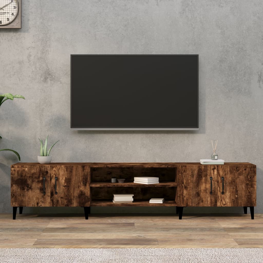 Meuble TV chêne fumé 180x31,5x40 cm bois d'ingénierie