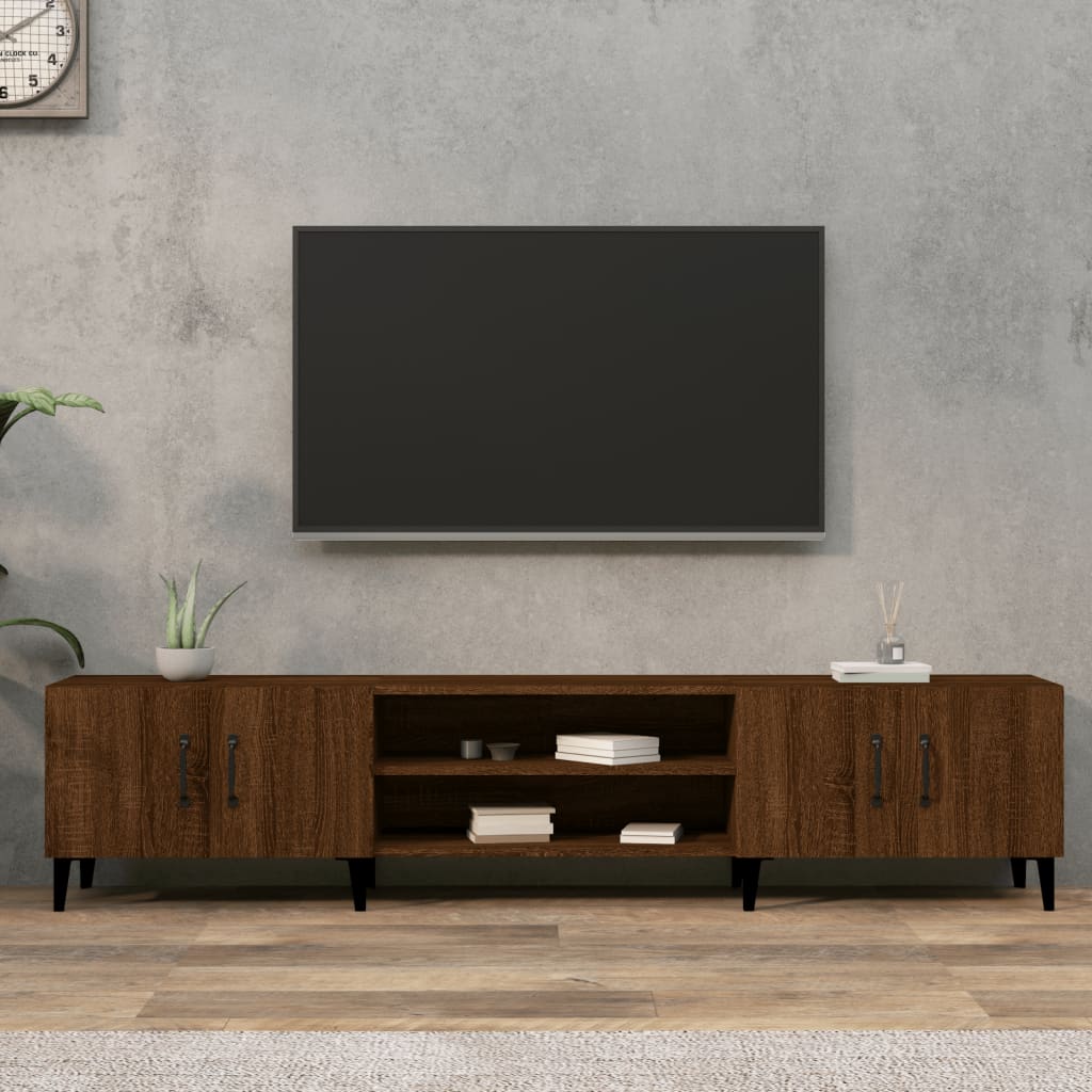 Meuble TV chêne marron 180x31,5x40 cm bois d'ingénierie