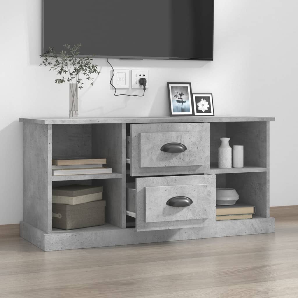 Concrete gray TV cabinet 99.5x35.5x48 cm engineered wood