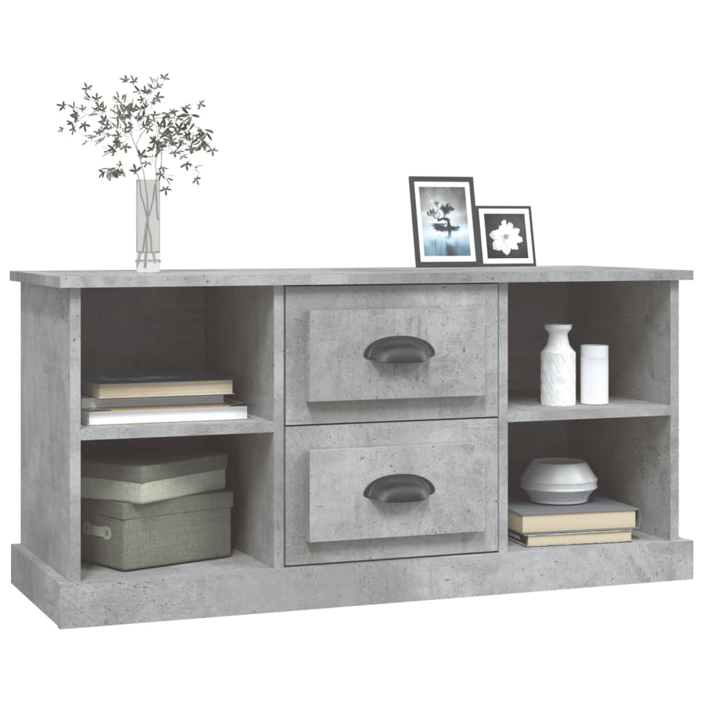 Concrete gray TV cabinet 99.5x35.5x48 cm engineered wood