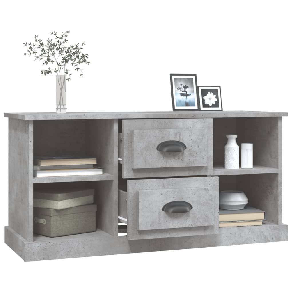 Concrete gray TV cabinet 99.5x35.5x48 cm engineered wood