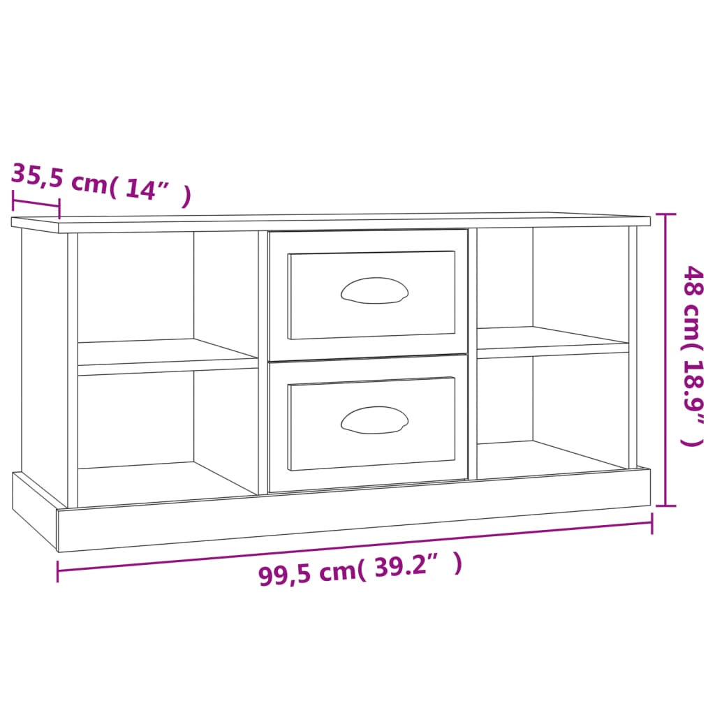 Concrete gray TV cabinet 99.5x35.5x48 cm engineered wood