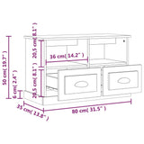 Meuble TV blanc brillant 80x35x50 cm bois d'ingénierie