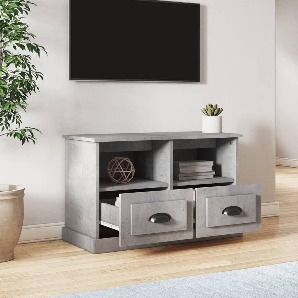 Meuble TV gris béton 80x35x50 cm bois d'ingénierie