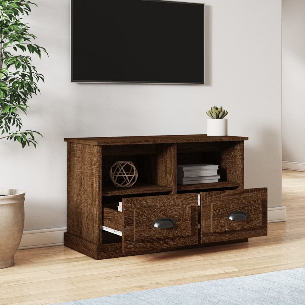 Meuble TV chêne marron 80x35x50 cm bois d'ingénierie