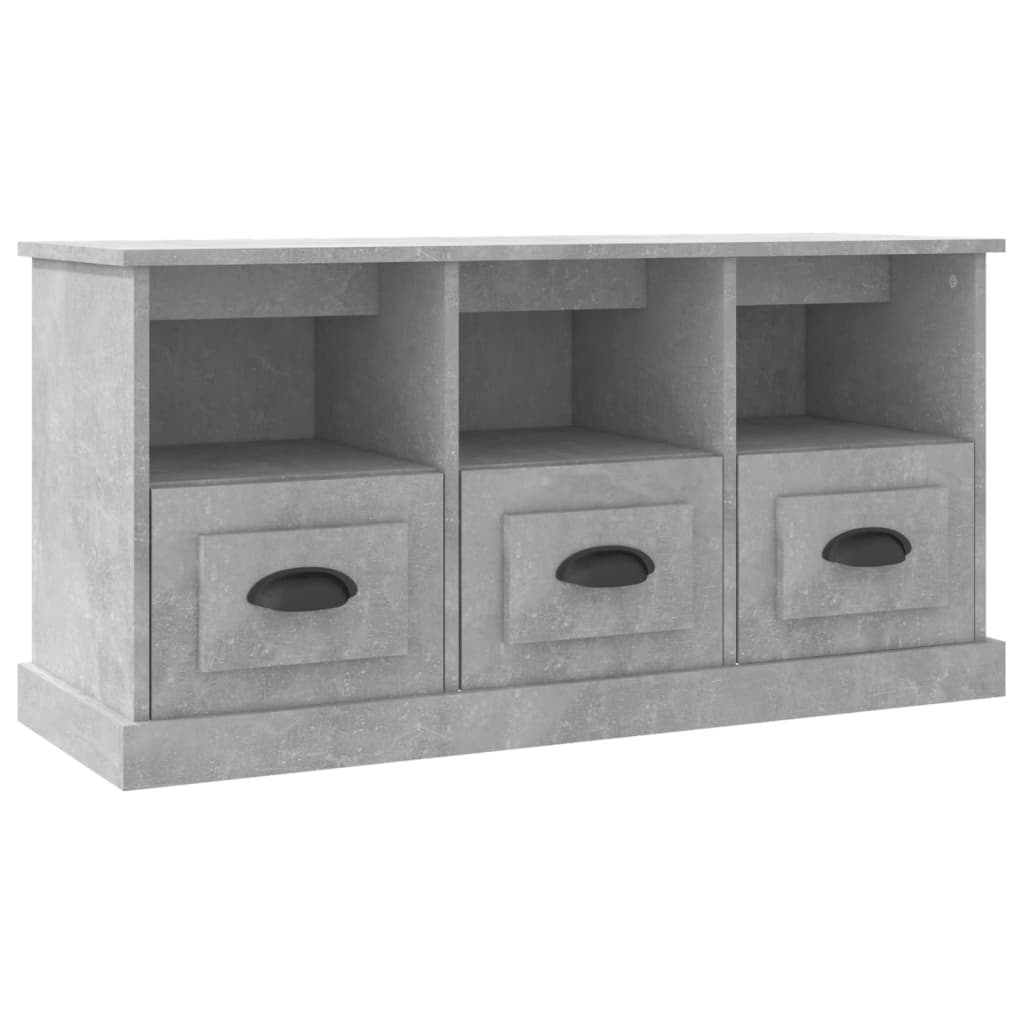 Meuble TV gris béton 100x35x50 cm bois d'ingénierie