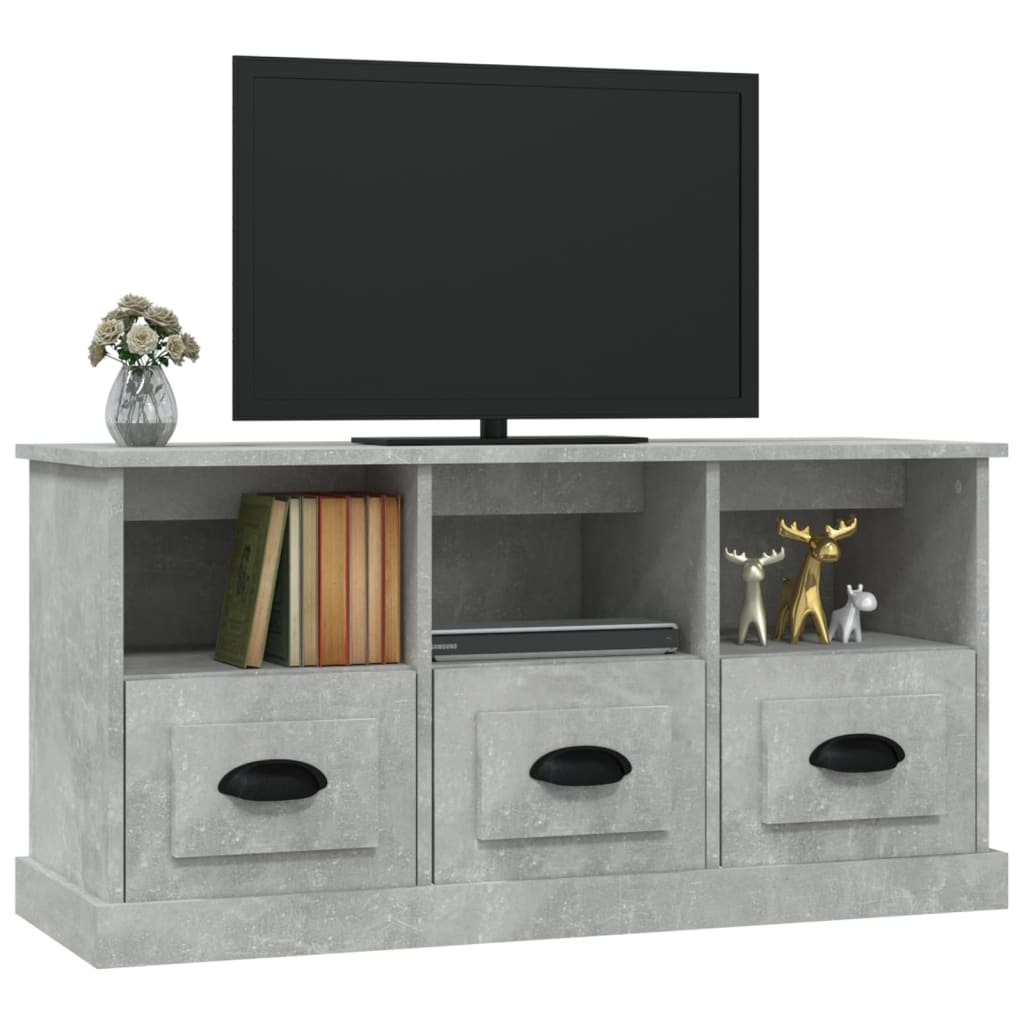 Meuble TV gris béton 100x35x50 cm bois d'ingénierie