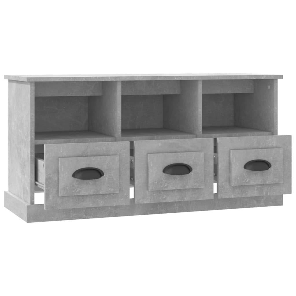 Meuble TV gris béton 100x35x50 cm bois d'ingénierie