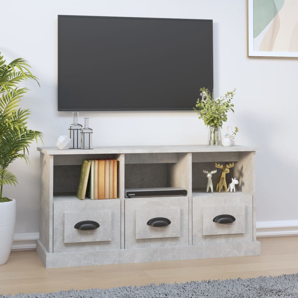 Concrete gray TV cabinet 100x35x50 cm engineered wood