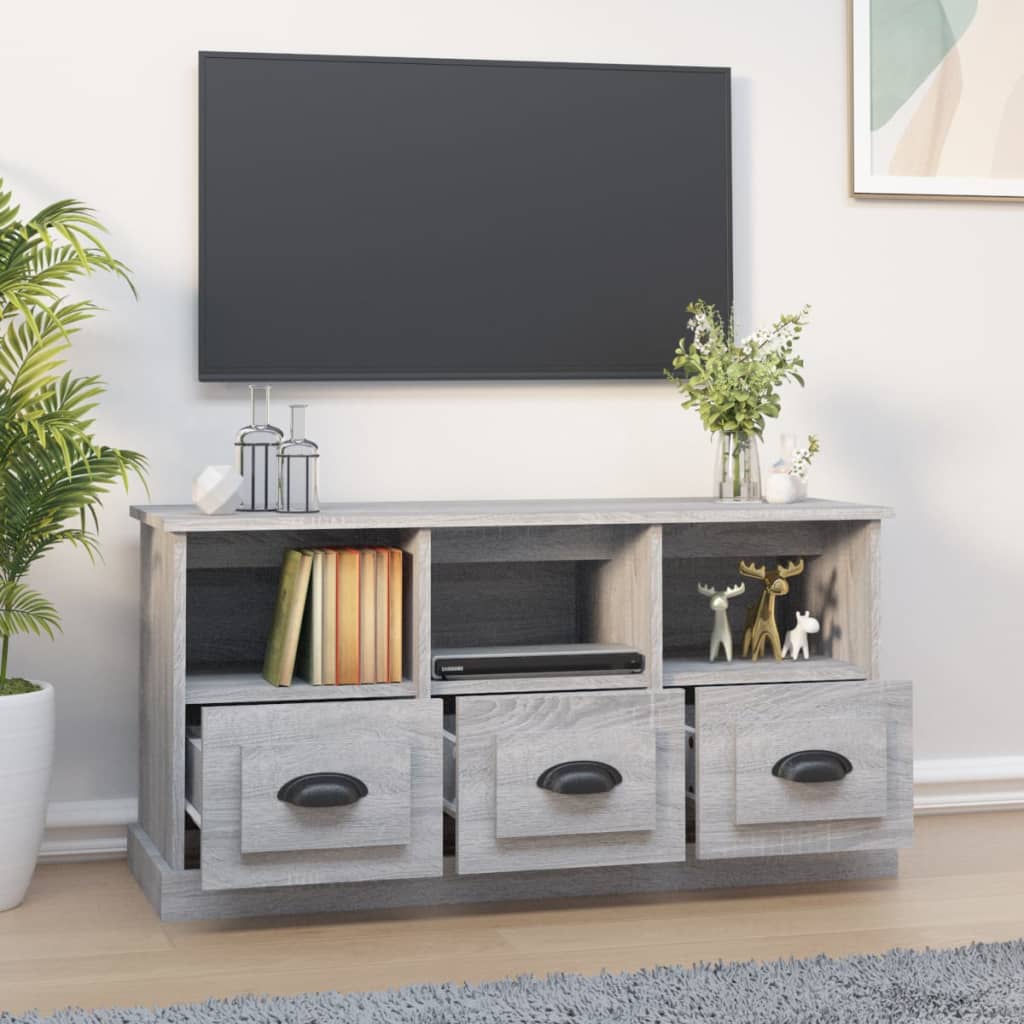 Meuble TV sonoma gris 100x35x50 cm bois d'ingénierie