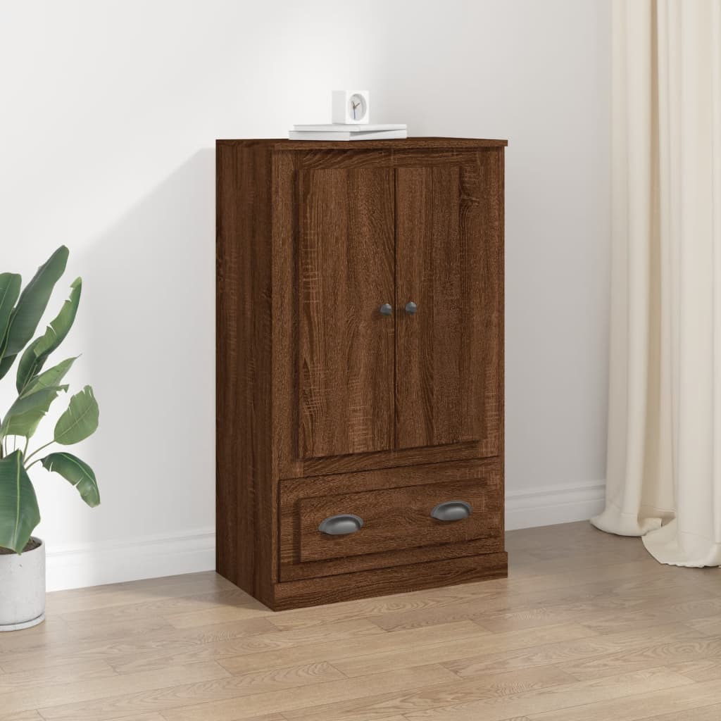 Buffet haut chêne marron 60x35,5x103,5 cm bois d'ingénierie