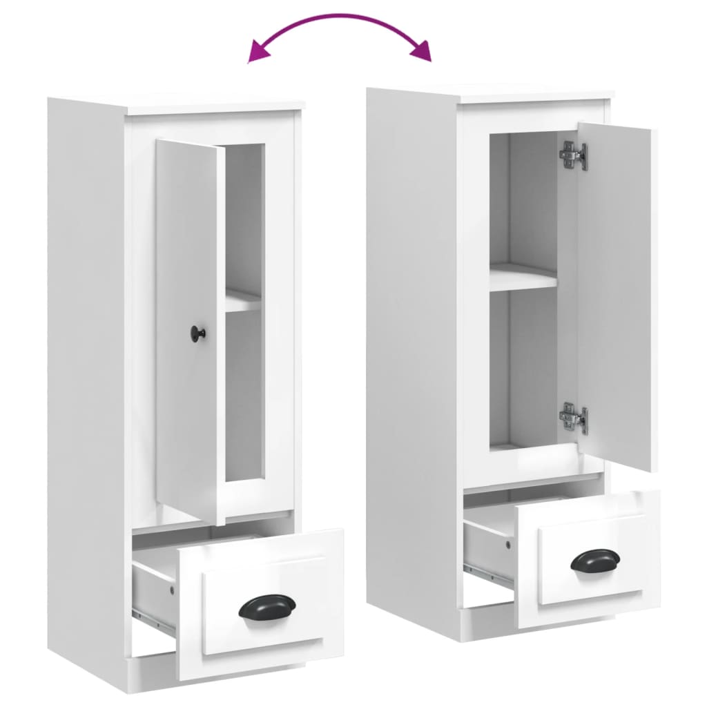 Hochglänzendes weißes Sideboard aus Holzwerkstoff, 36 x 35,5 x 103,5 cm