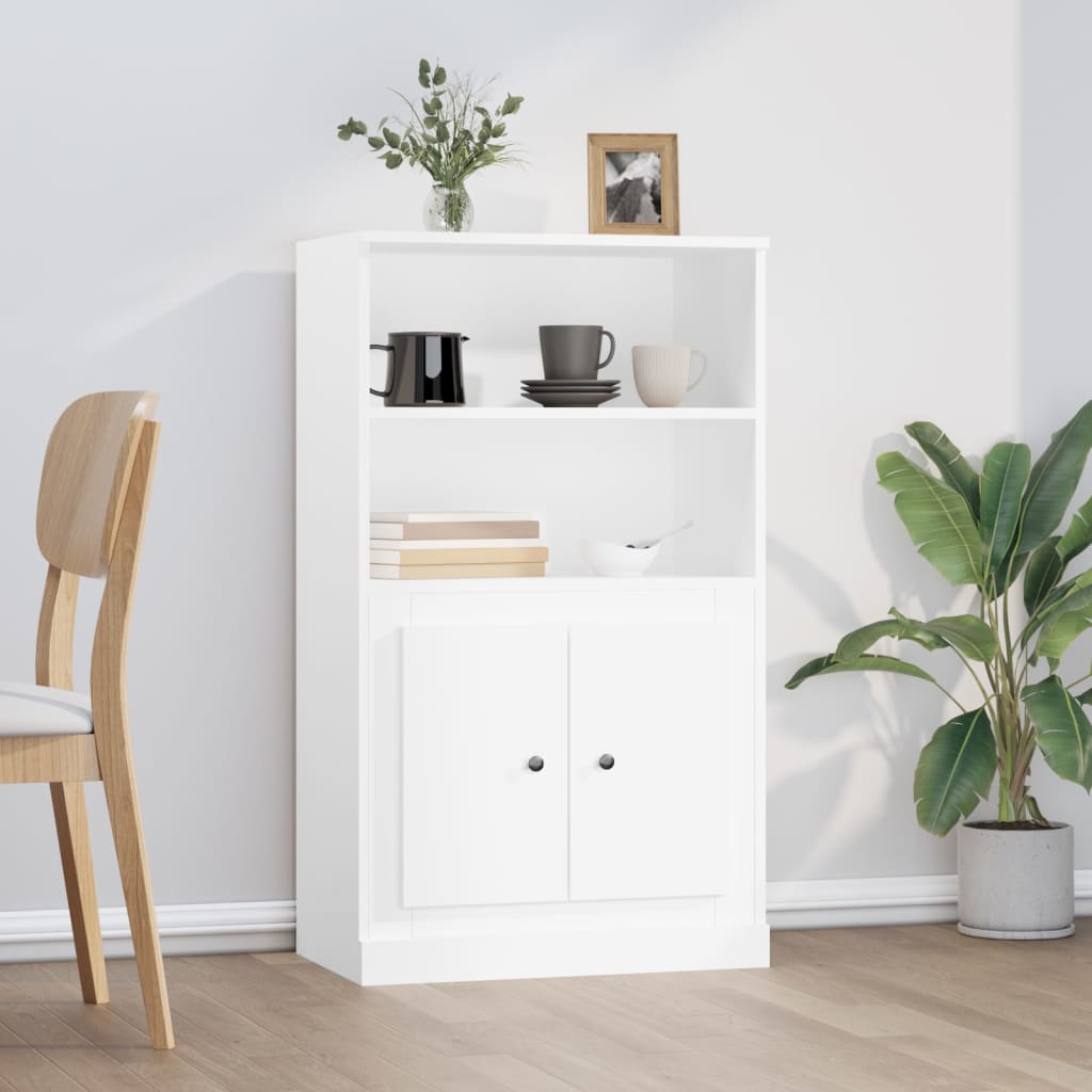 White high sideboard 60x35.5x103.5 cm engineered wood