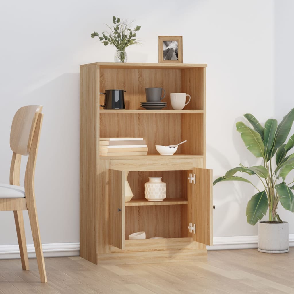 High sideboard sonoma oak 60x35.5x103.5 cm engineered wood