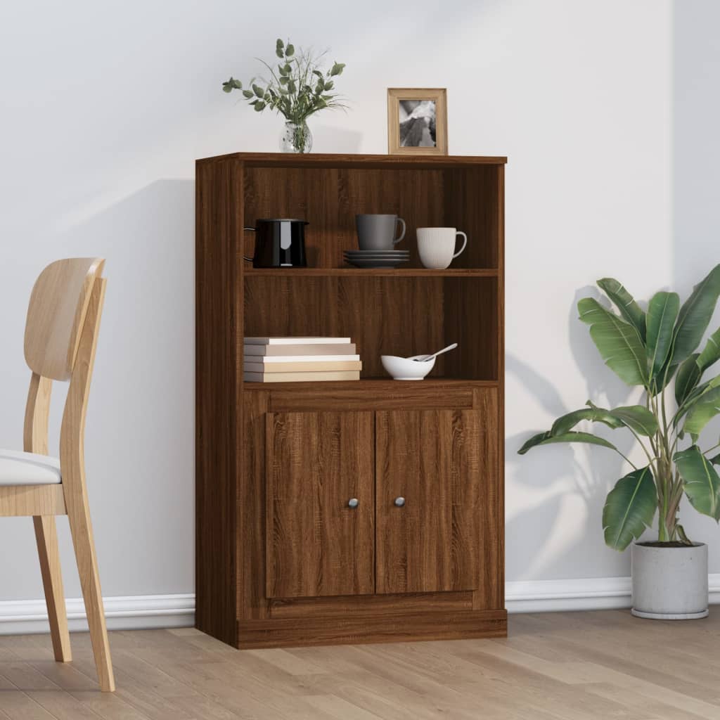 High sideboard brown oak 60x35.5x103.5 cm engineered wood