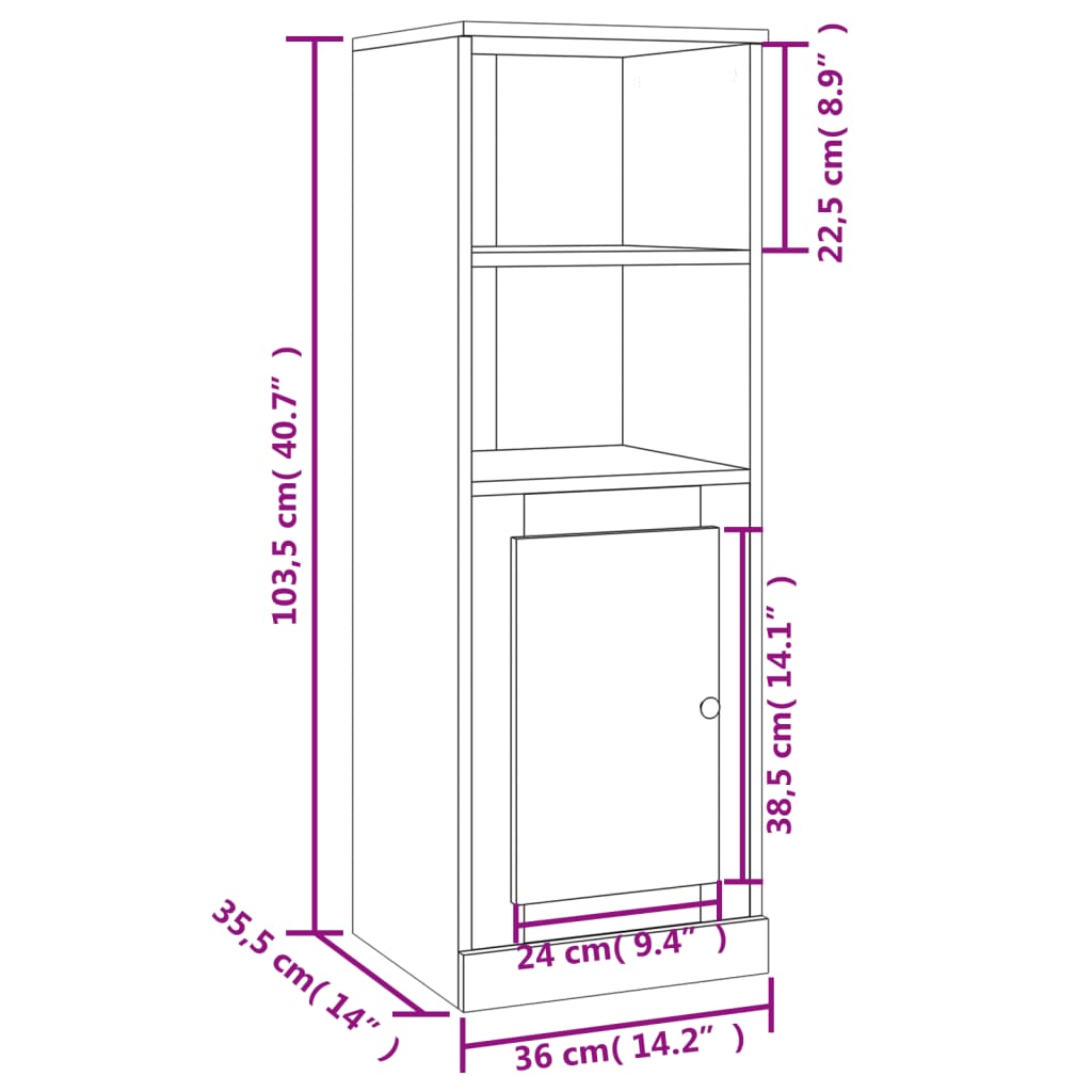 Buffet haut blanc 36x35,5x103,5 cm bois d'ingénierie