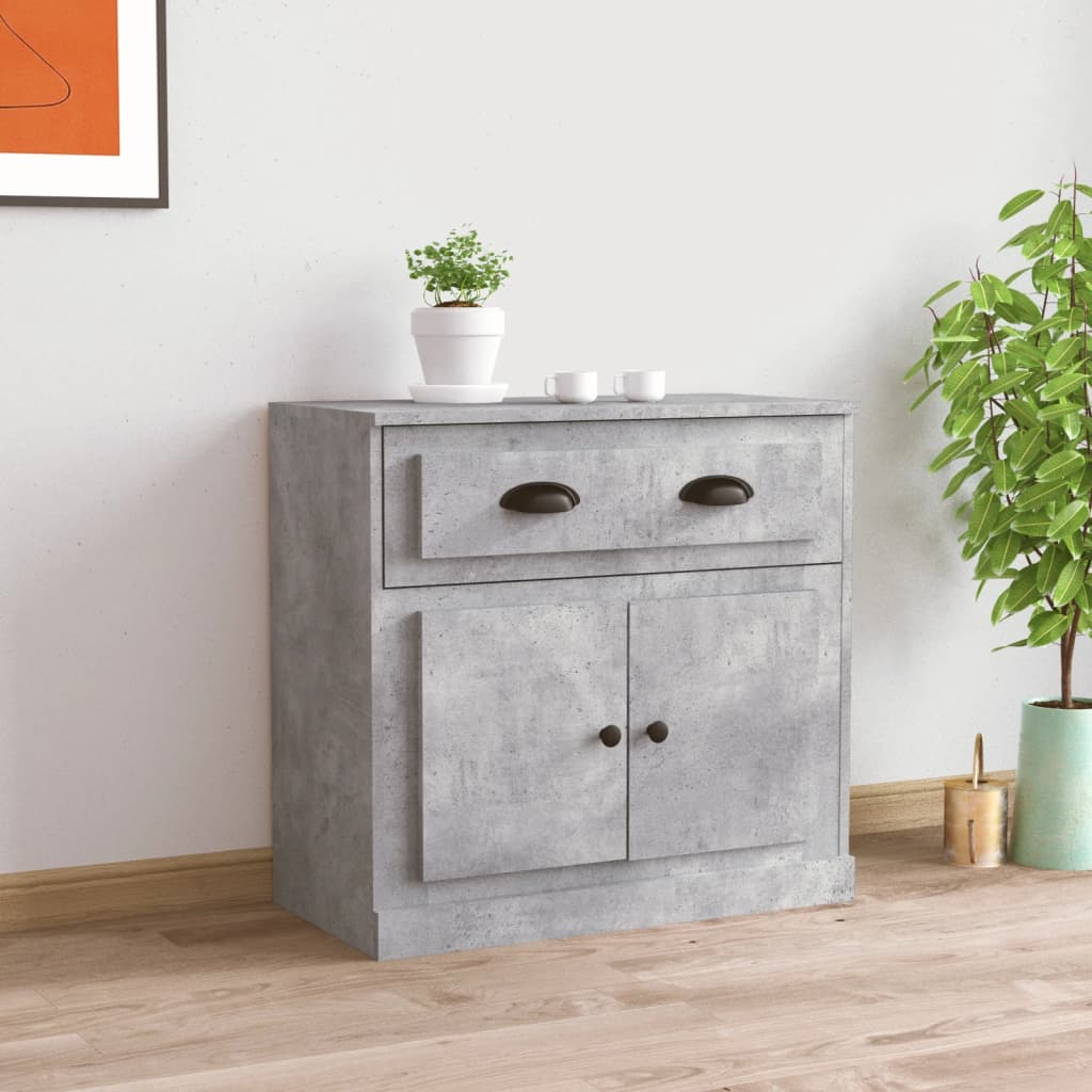 Concrete gray sideboard 70x35.5x67.5 cm engineered wood