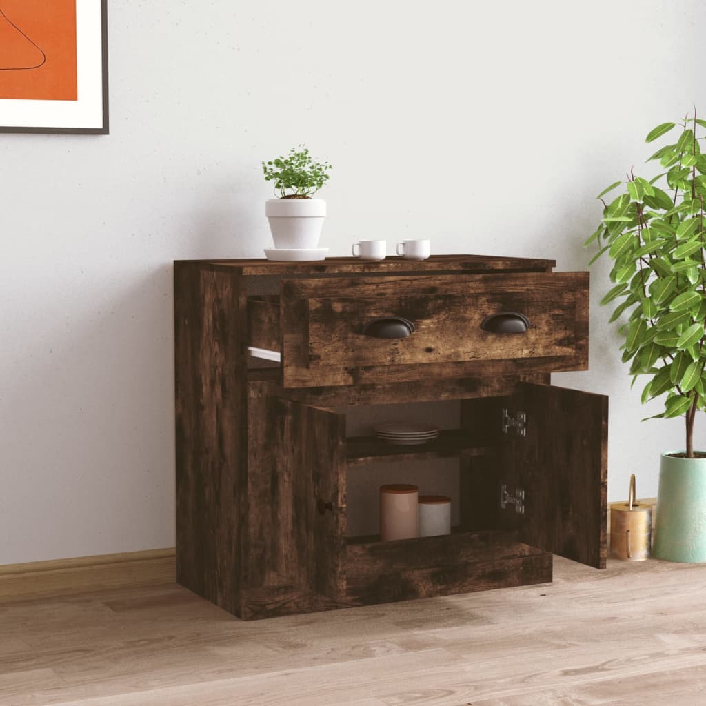 Smoked oak sideboard 70x35.5x67.5 cm engineered wood