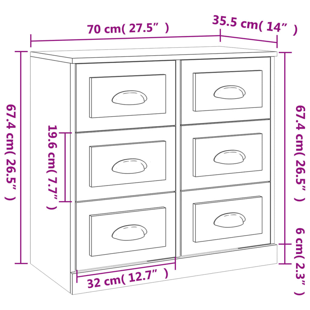 Buffet blanc 70x35,5x67,5 cm bois d'ingénierie