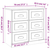 Buffet blanc 70x35,5x67,5 cm bois d'ingénierie