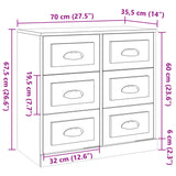 White high gloss sideboard 70x35.5x67.5 cm engineered wood