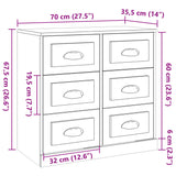 Smoked oak sideboard 70x35.5x67.5 cm engineered wood