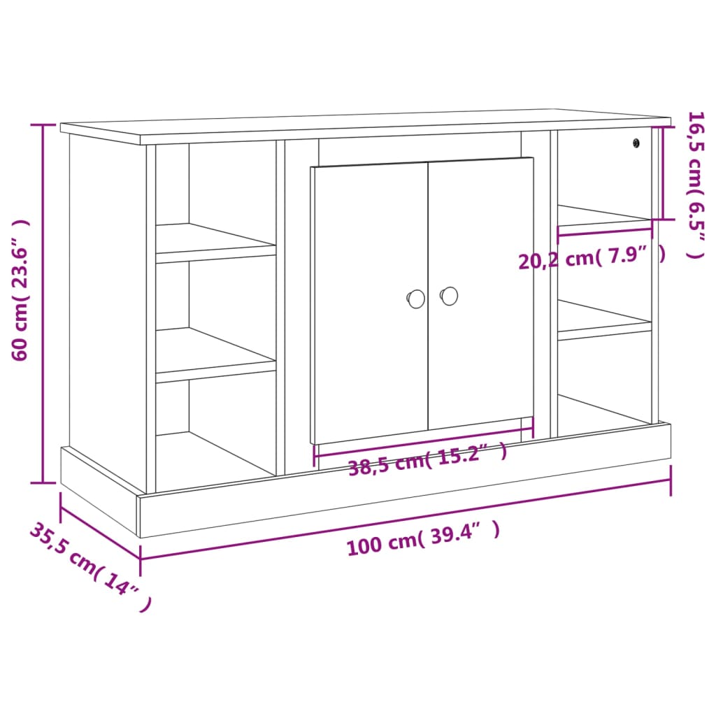 Sonoma gray sideboard 100x35.5x60 cm Engineered wood