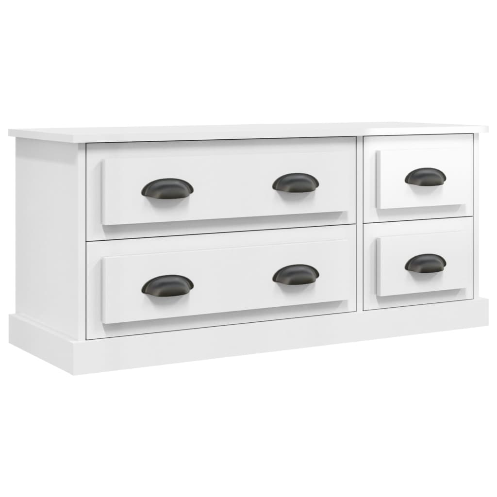 TV cabinet white gloss 100x35.5x45 cm engineered wood