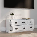 TV cabinet white gloss 100x35.5x45 cm engineered wood