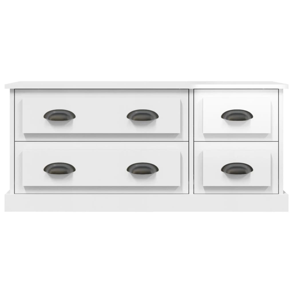 TV cabinet white gloss 100x35.5x45 cm engineered wood