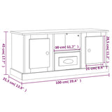 Meuble TV blanc brillant 100x35,5x45 cm bois d'ingénierie