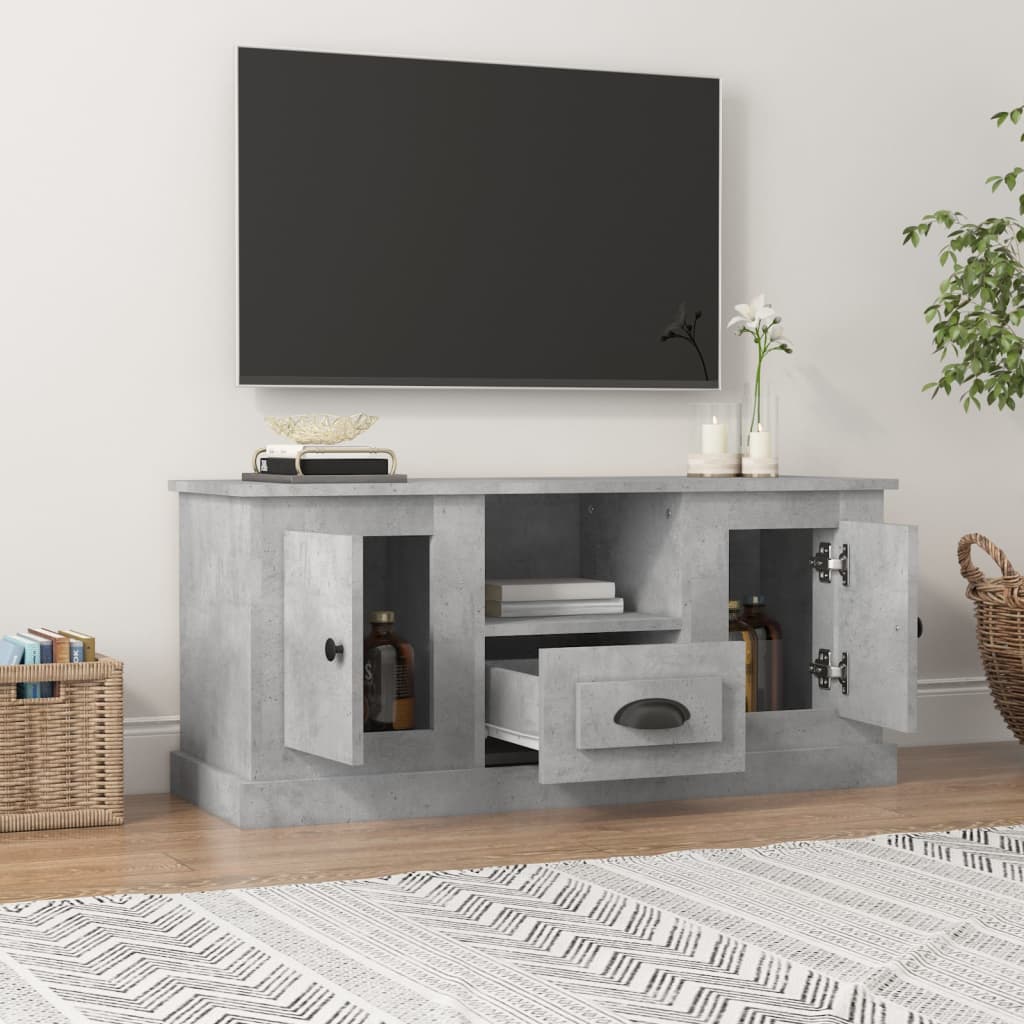 Meuble TV gris béton 100x35,5x45 cm bois d'ingénierie