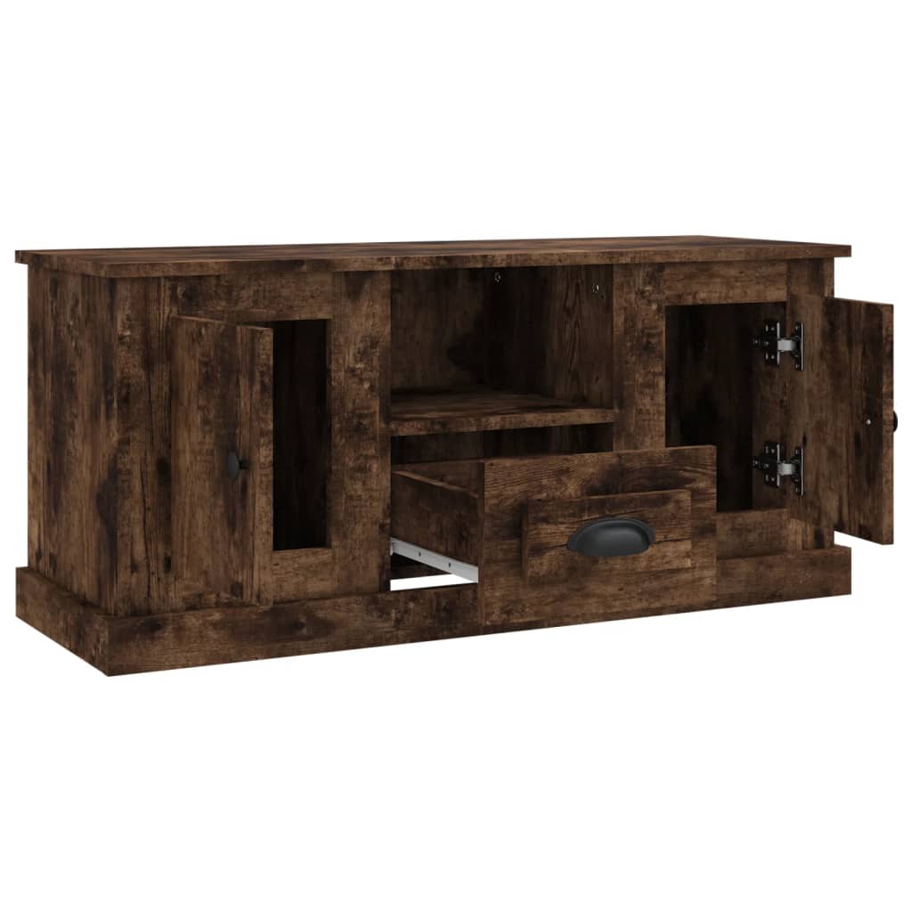 Meuble TV chêne fumé 100x35,5x45 cm bois d'ingénierie