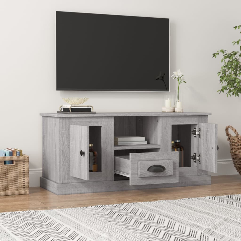 Meuble TV sonoma gris 100x35,5x45 cm bois d'ingénierie