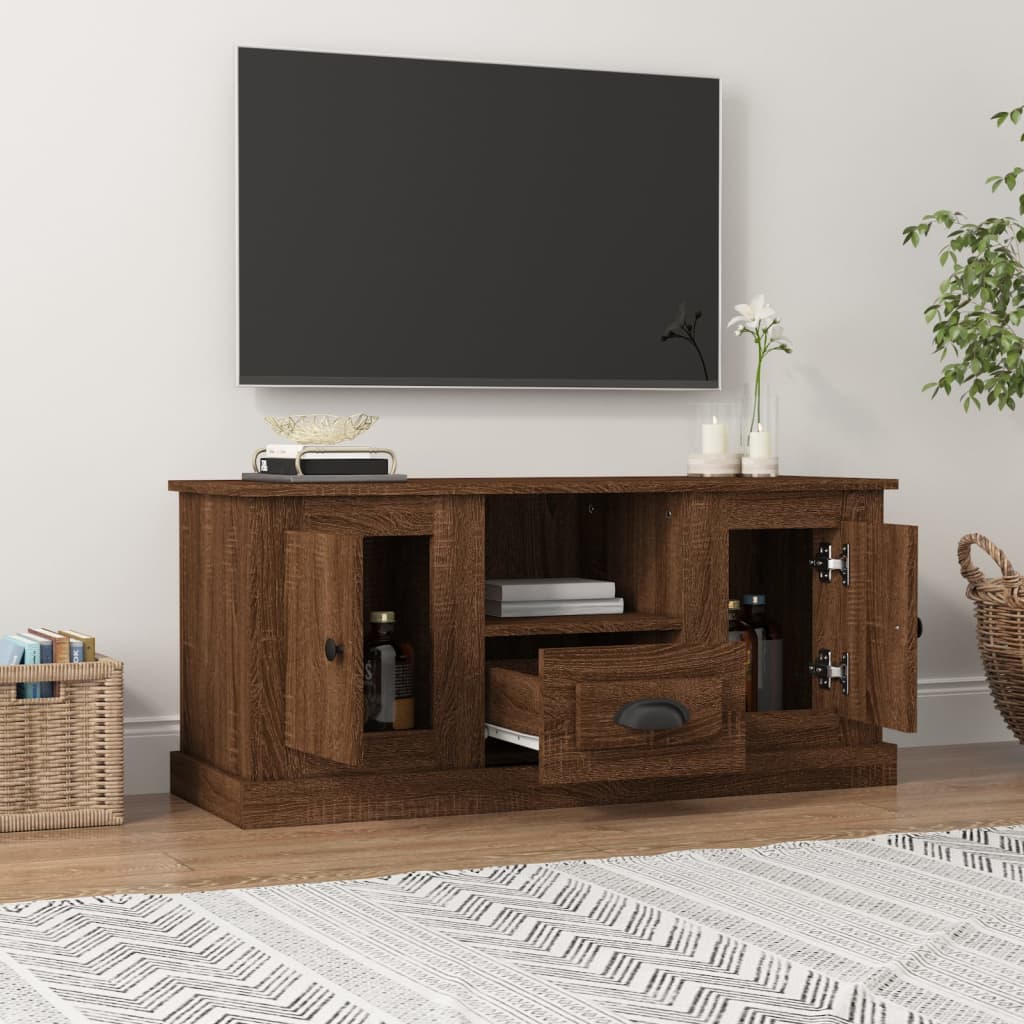 Meuble TV chêne marron 100x35,5x45 cm bois d'ingénierie