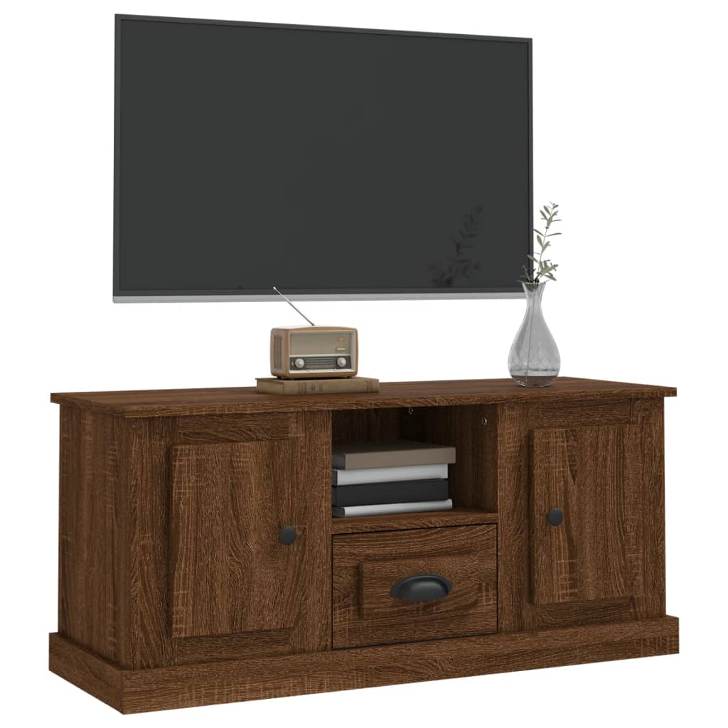 Meuble TV chêne marron 100x35,5x45 cm bois d'ingénierie