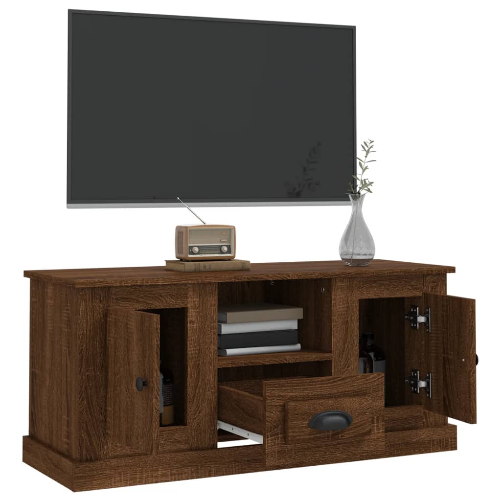 Meuble TV chêne marron 100x35,5x45 cm bois d'ingénierie