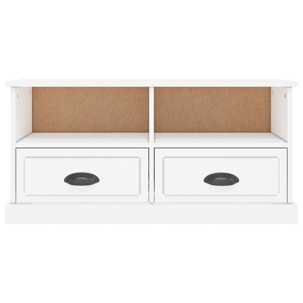 TV cabinet white gloss 93x35.5x45 cm engineered wood