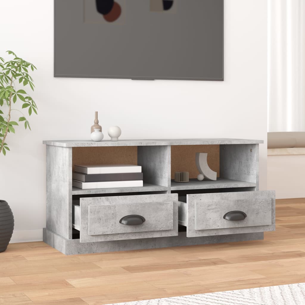 Meuble TV gris béton 93x35,5x45 cm bois d'ingénierie