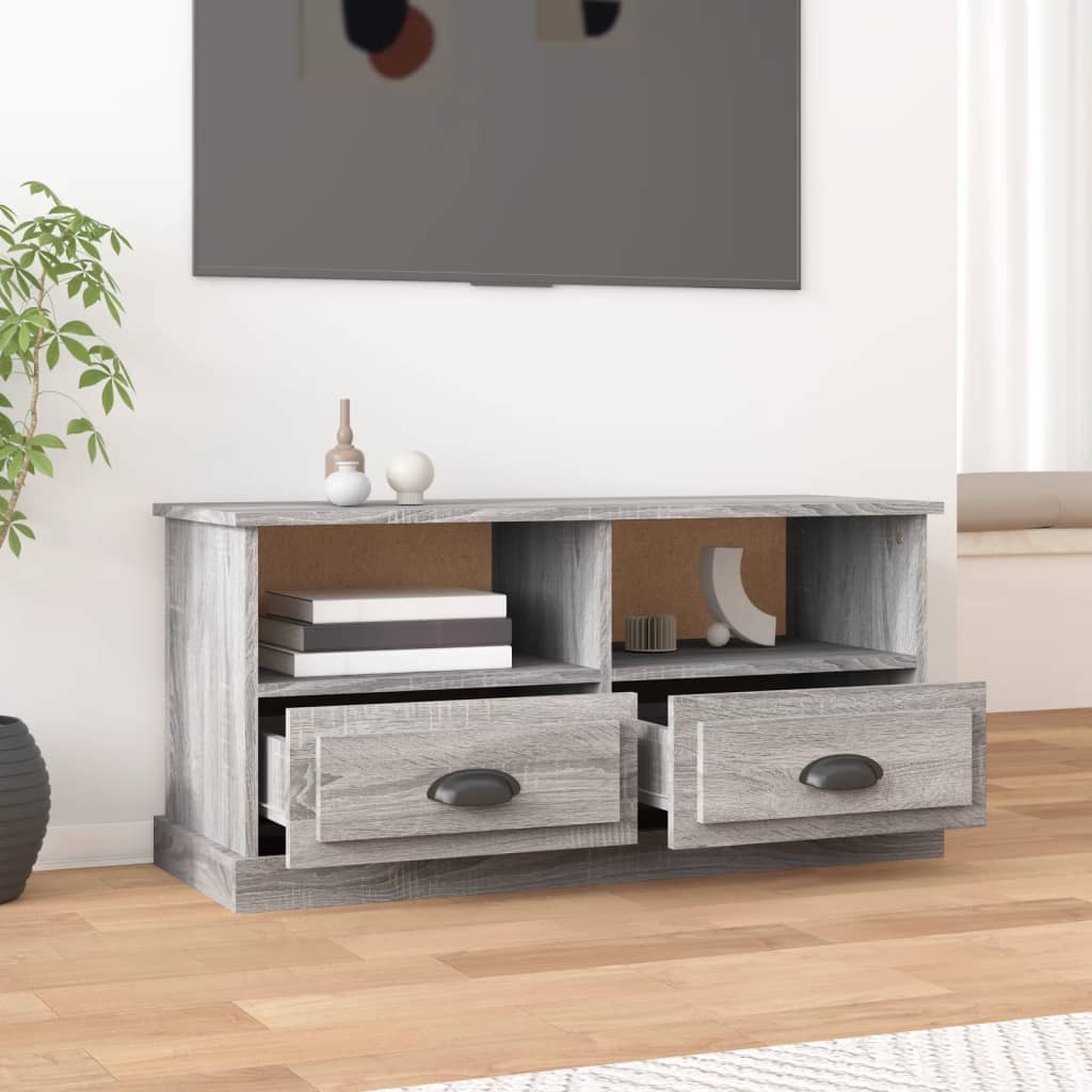 Meuble TV sonoma gris 93x35,5x45 cm bois d'ingénierie