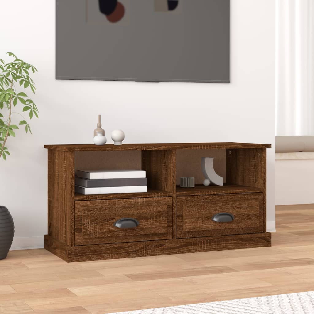 Meuble TV chêne marron 93x35,5x45 cm bois d'ingénierie